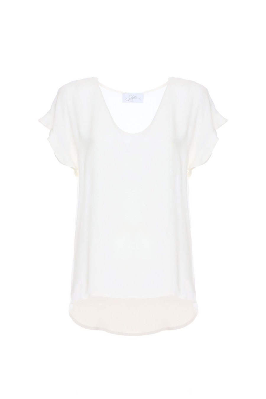 SoAllure Blusa Scollo A V Mezza Manica Con Volant In Georgette Camicie E Top