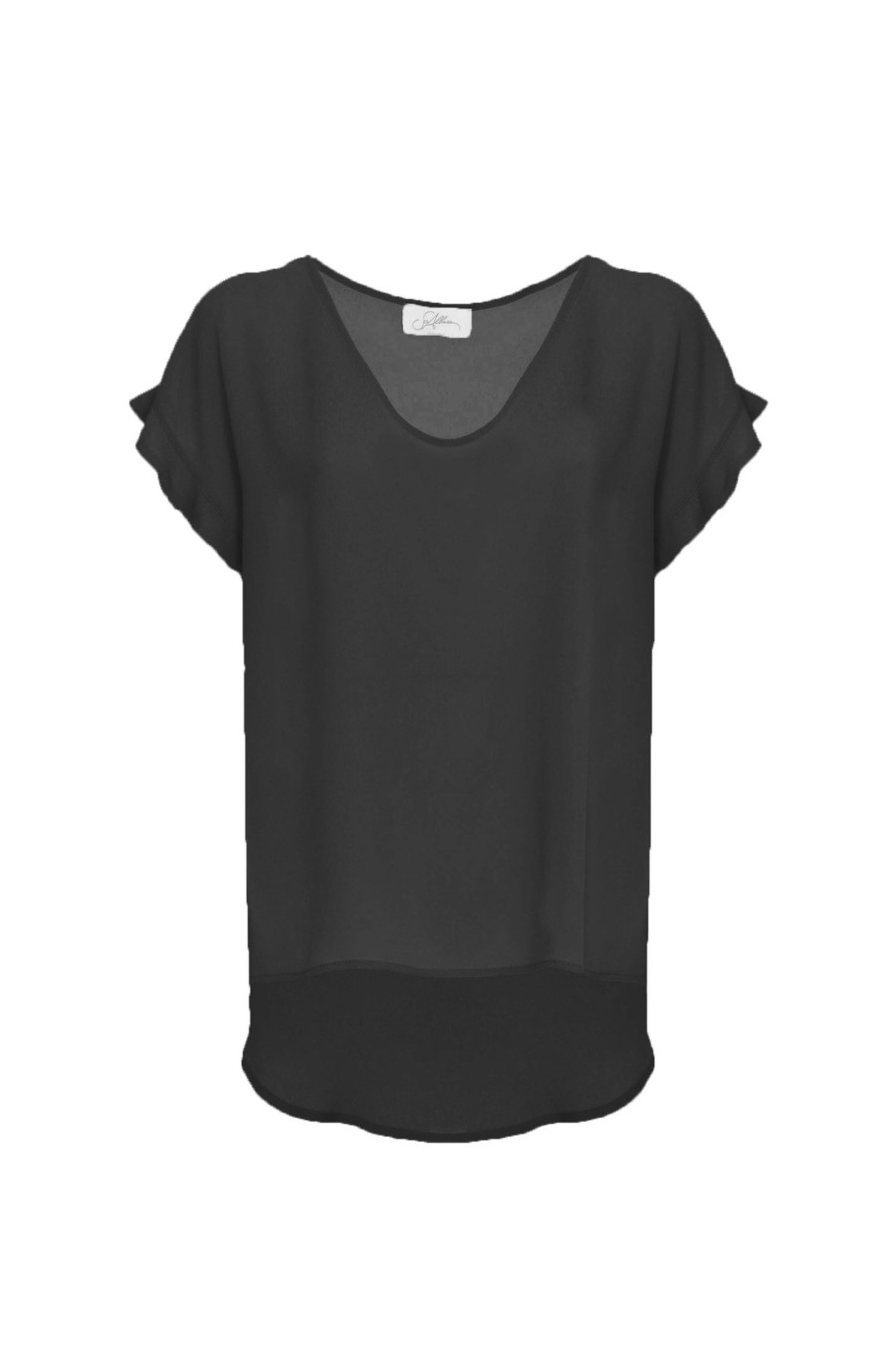 SoAllure Blusa Scollo A V Mezza Manica Con Volant In Georgette Camicie E Top