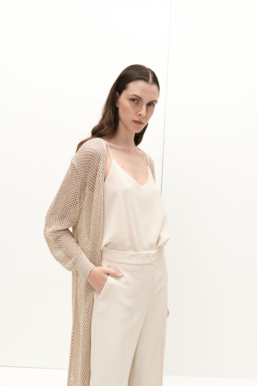 SoAllure Cardigan Lungo Rete Lurex Maglieria